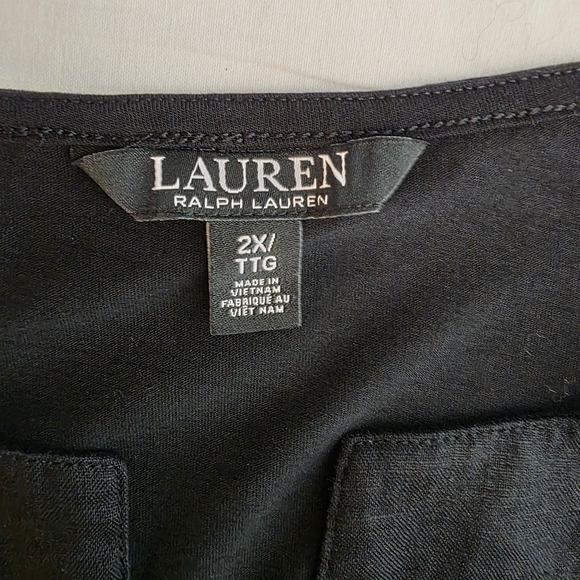 Lauren Ralph Lauren 100% Cotton Tunic Top 2X Black 3/4 Sleeve Old Money Office - Picture 3 of 10